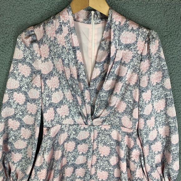 Gal Meets Glam Lizzie Dress Size 4 Pink‎ Uptown Floral Long Sleeve Midi Spring - Picture 4 of 15